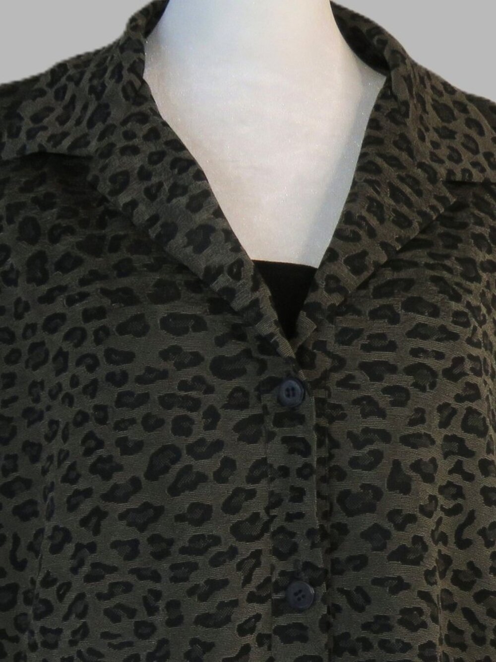 Black Shell & Black & Gold 3/4-Sleeve Faux Two-Piece Button Jacket Size 16 C1881